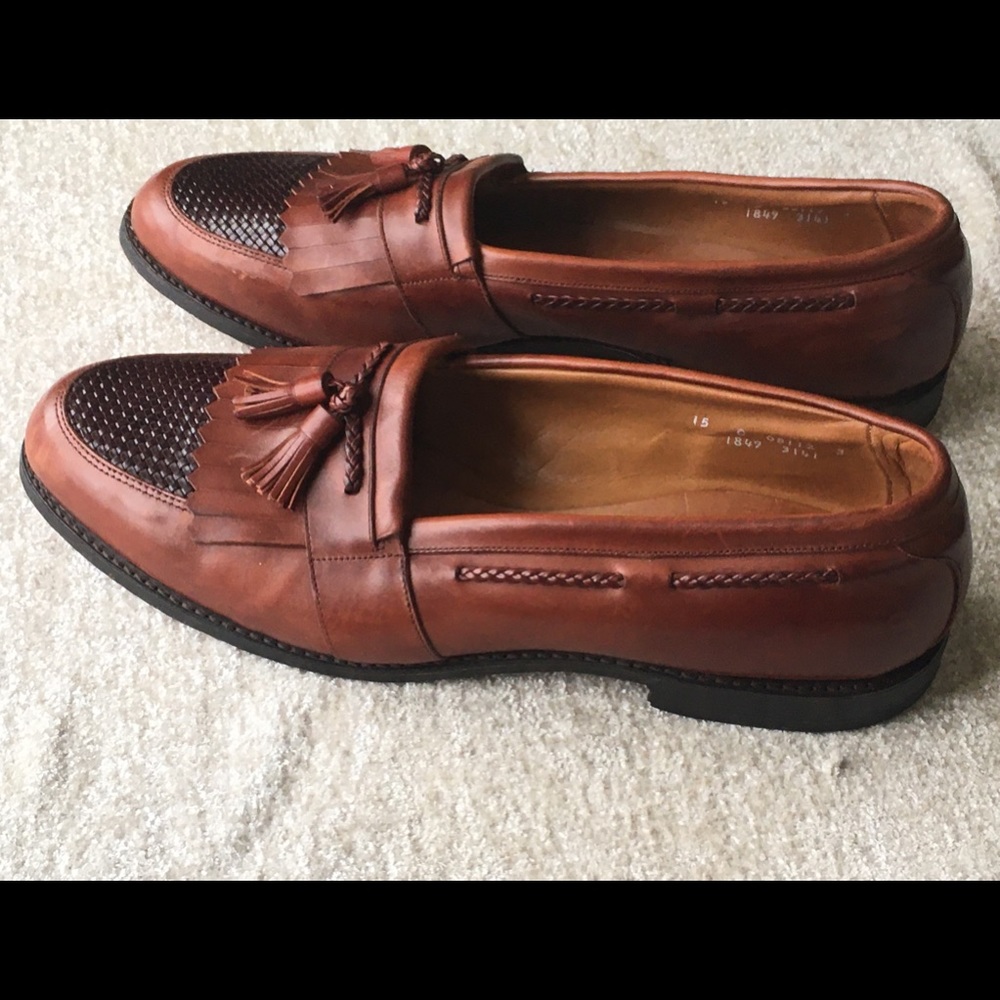 Allen Edmonds Cody tassel woven loafers 15 brown